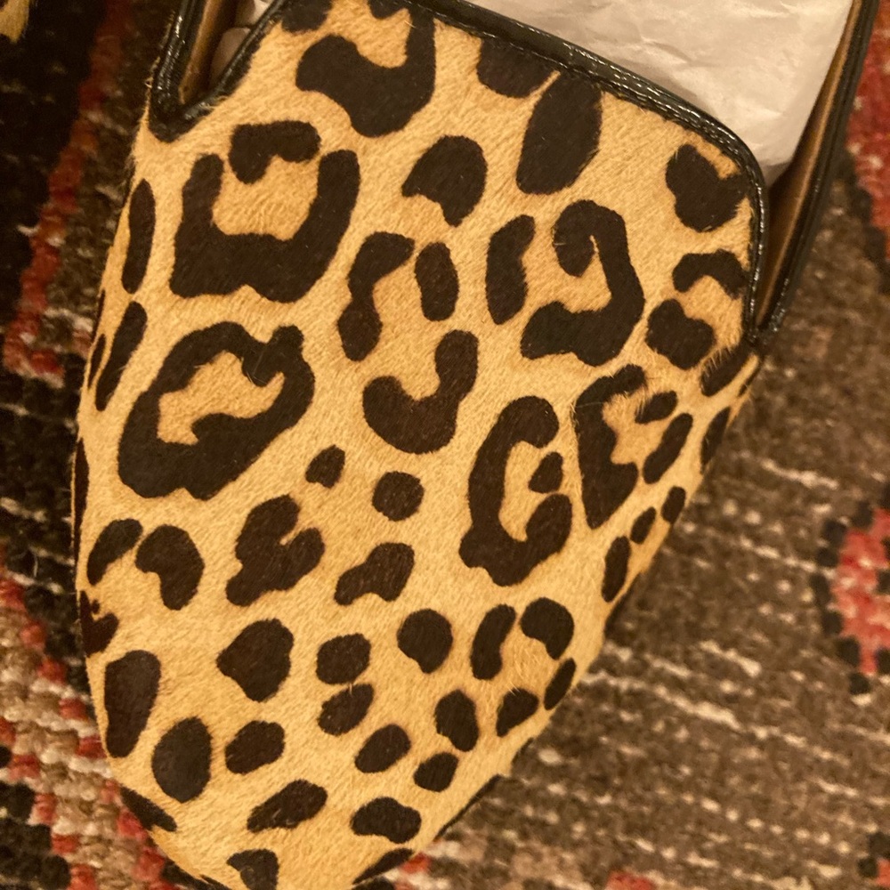 J Crew Factory Leopard Print Calf Hair Leather Flats Loafers Womens 8 Animal - Picture 4 of 9